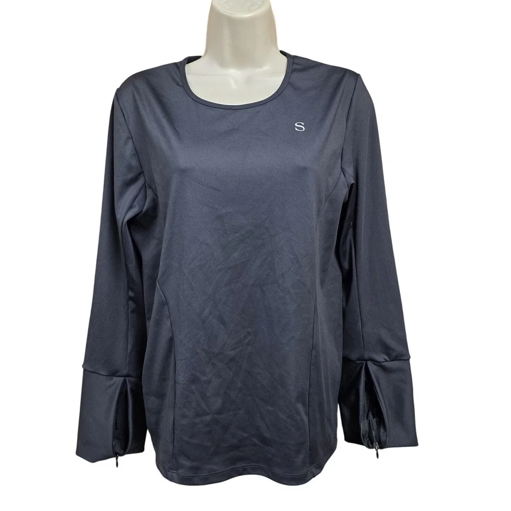 SKINNIFY Shirt Women 2XL Black Long Sleeve Weighted Training Top Gym Running